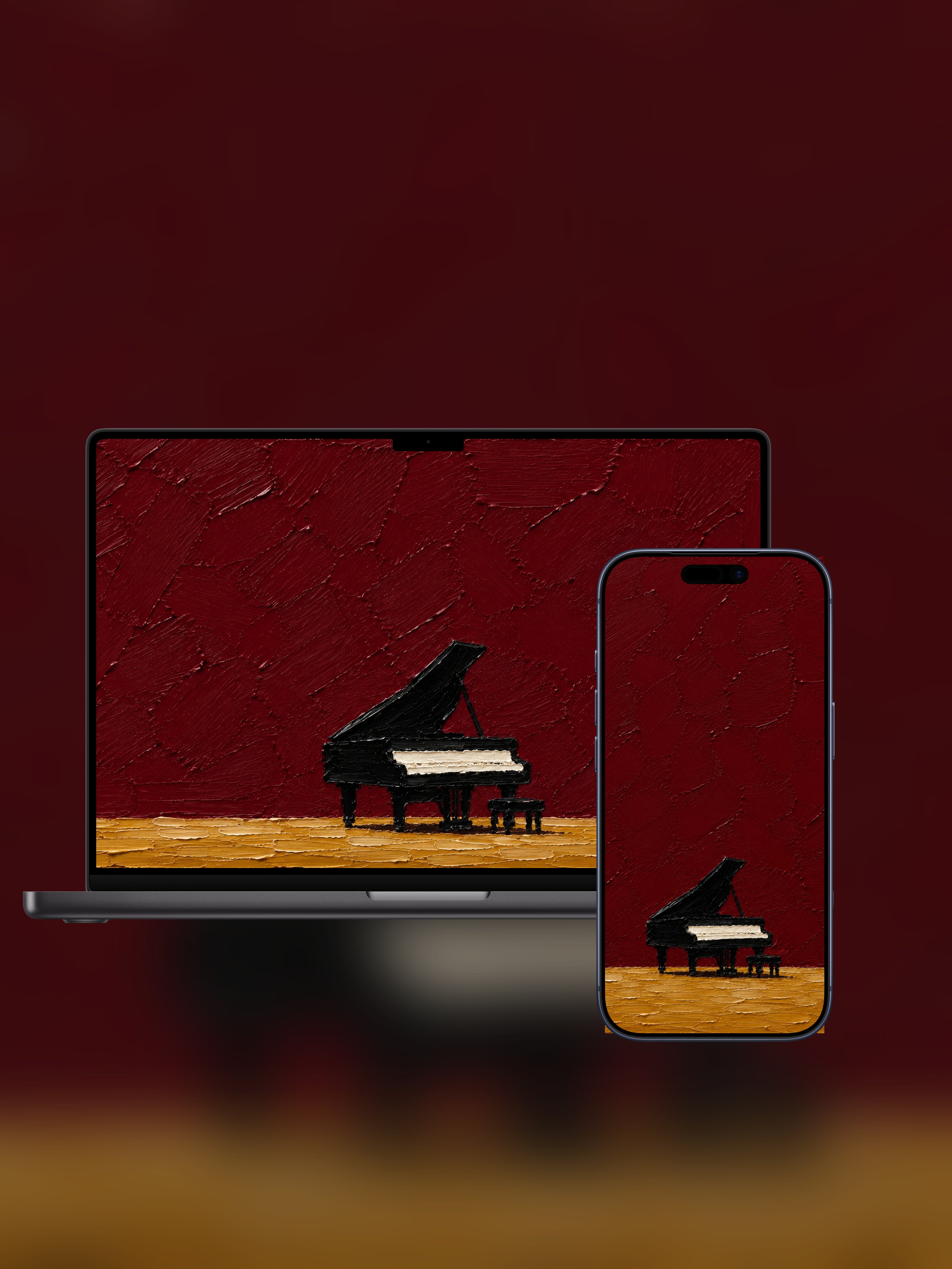 Notturno Vol. 1 on a MacBook and iPhone, the same painting on both
