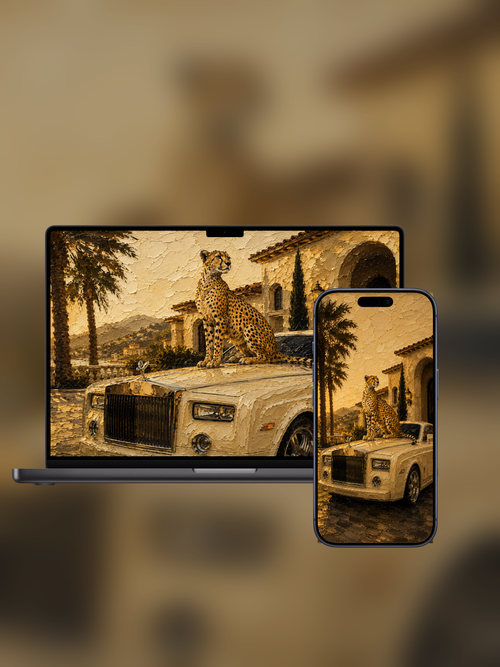Riviera Vol. 1 on a MacBook and iPhone, the same painting on both