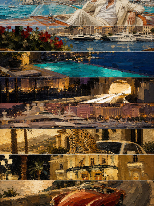 All eight paintings in Riviera Vol. 1